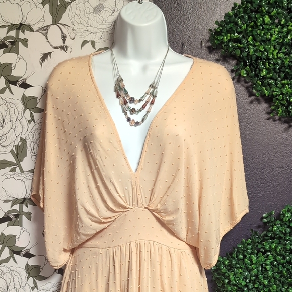Chic Peach Bat Wing Style Mini Dress - Picture 6 of 7
